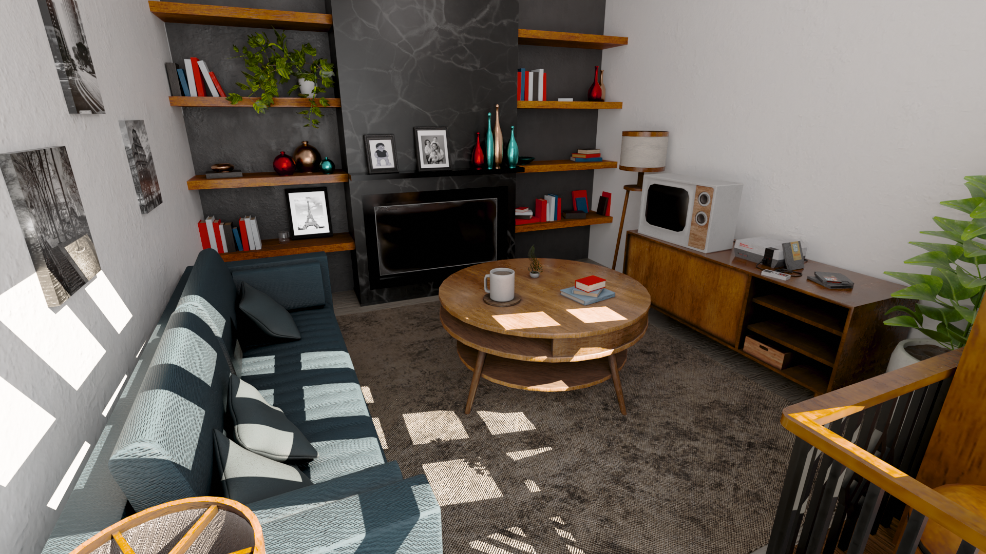 Pièce Mid Century en 3D, vue 1