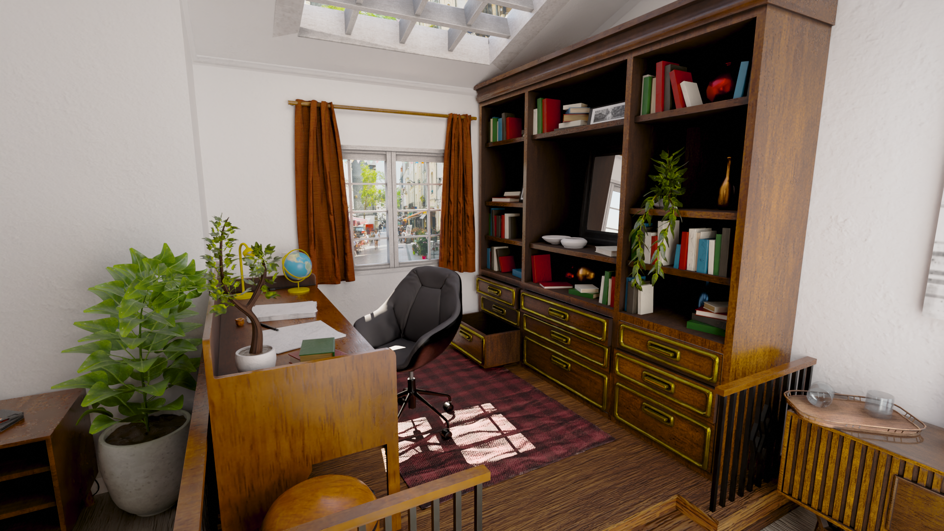 Pièce Mid Century en 3D, vue 2