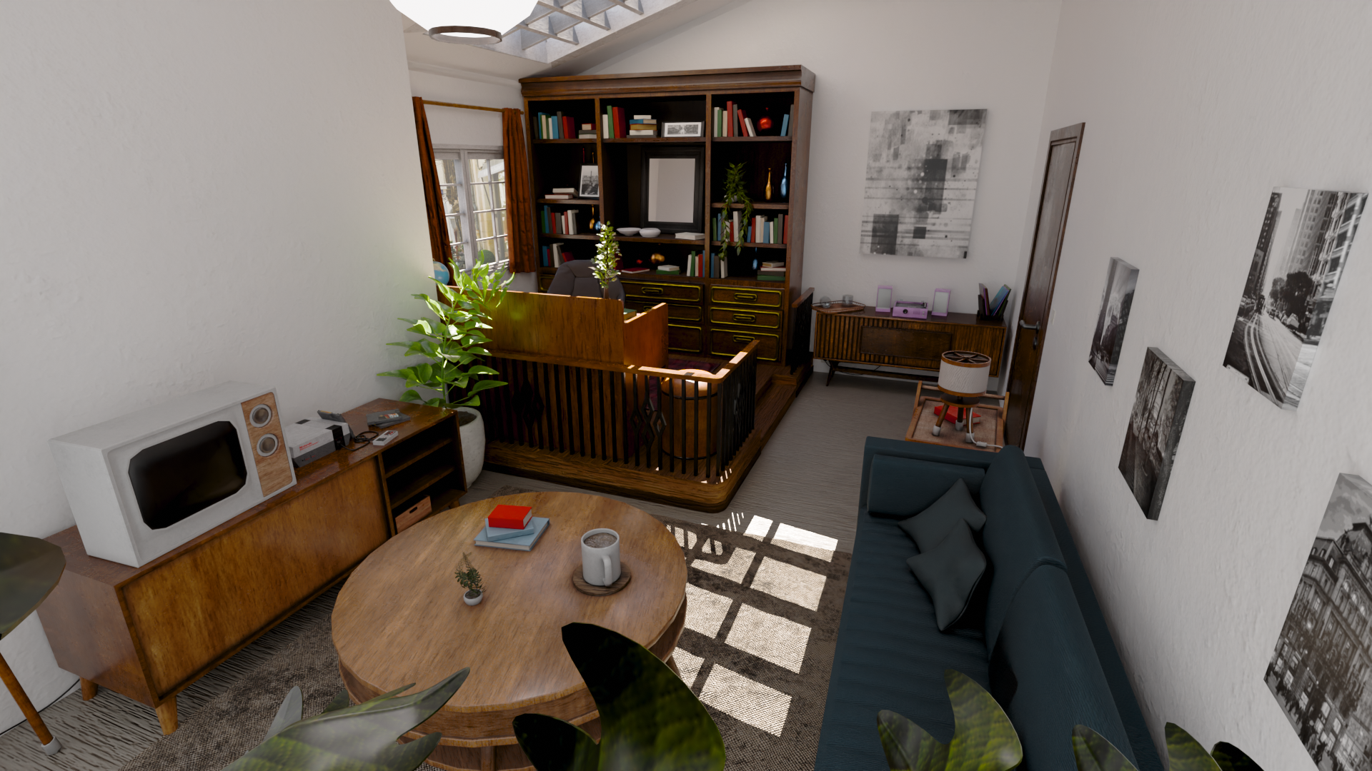 Pièce Mid Century en 3D, vue 3