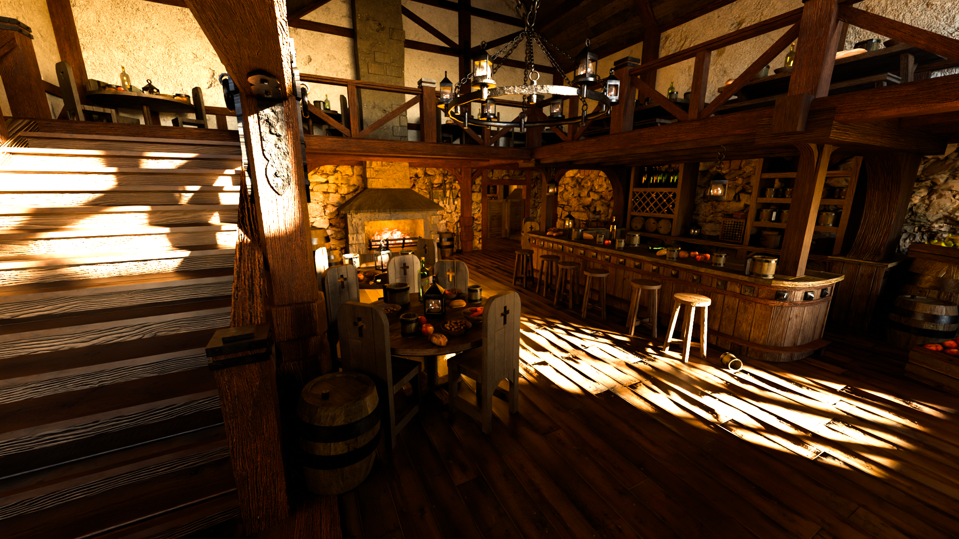 Rendu 3D de la taverne, vue 1