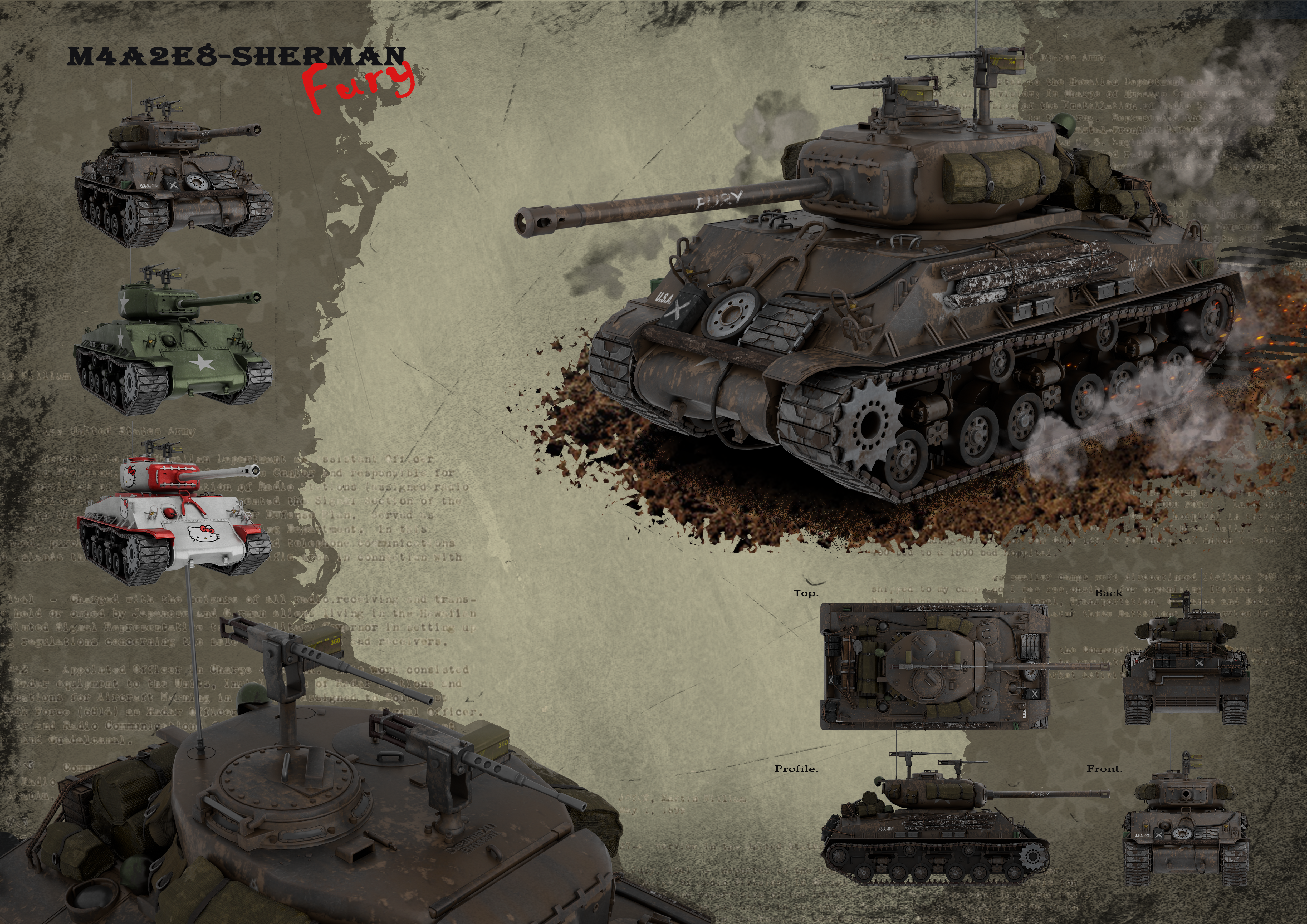 Model sheet du tank Fury
