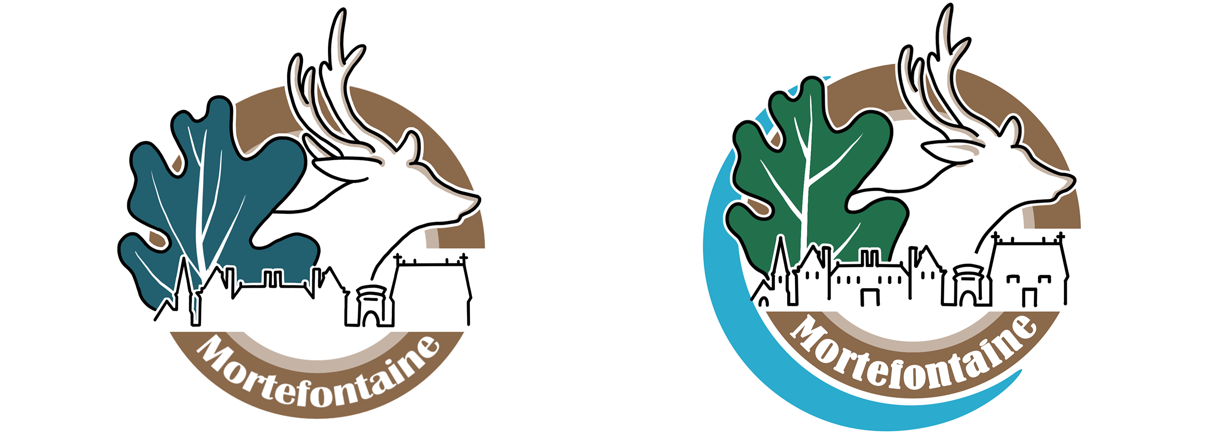 Logo de Mortefontaine avec les lacs et la skyline détaillée